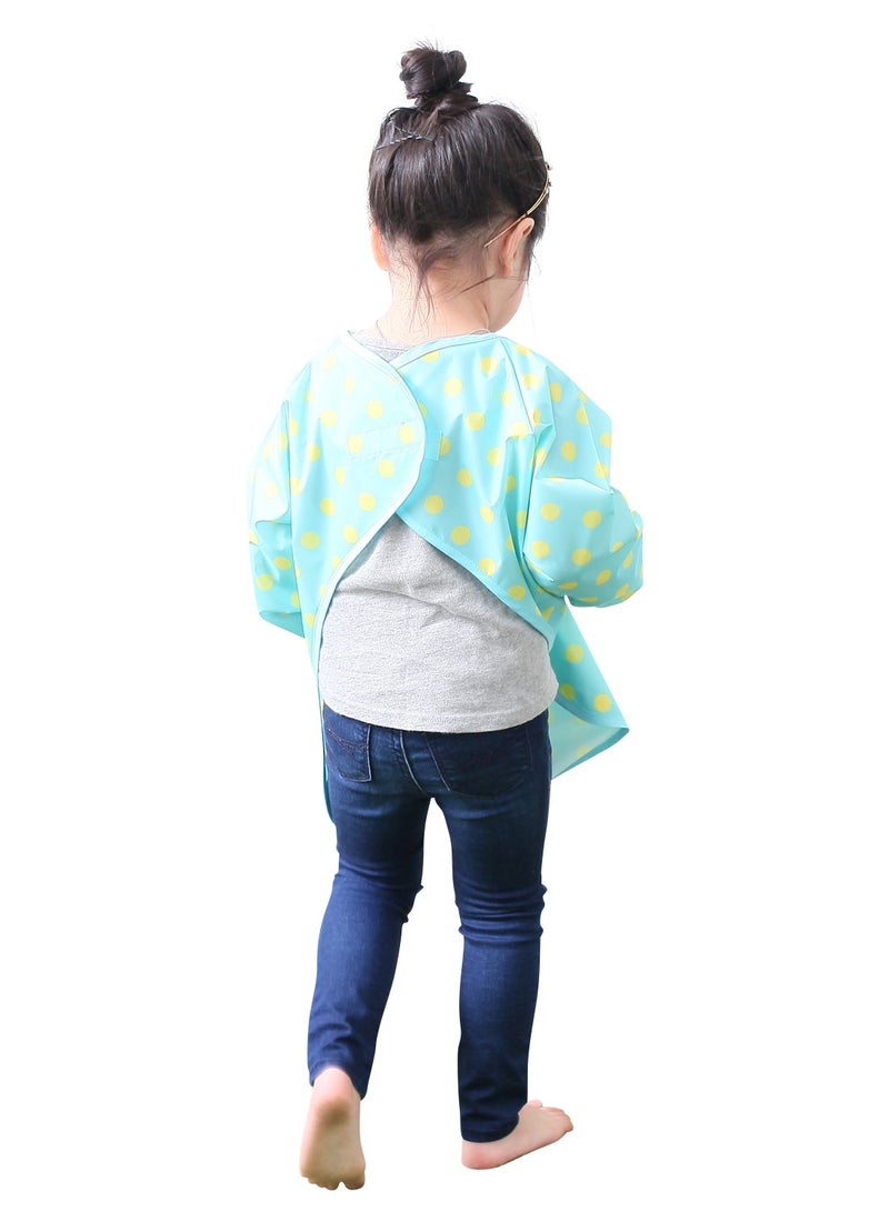 Plie Kids Painting Apron â€“ Waterproof Long Sleeve Art Smock for Toddlers & Preschoolers, Messy Play, Baking, Crafts, Cooking, Sensory Activities (Ages 1â€“10), Mint Dot (02-XXL) - Image 2